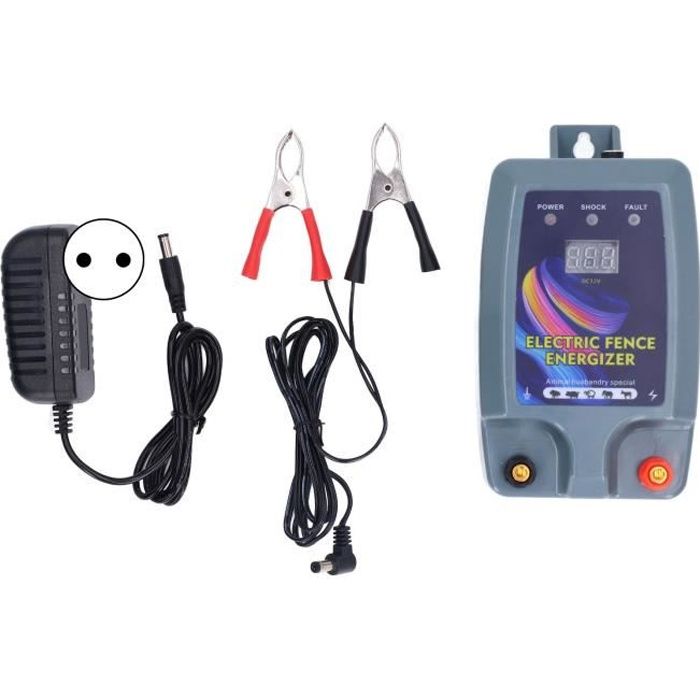 Meilleurs prix pour VINGVO Mini électrificateur de clôture électrique à impulsion haute tension de 5 km pour porcs, moutons, chiens 100‑240 V (prise UE)