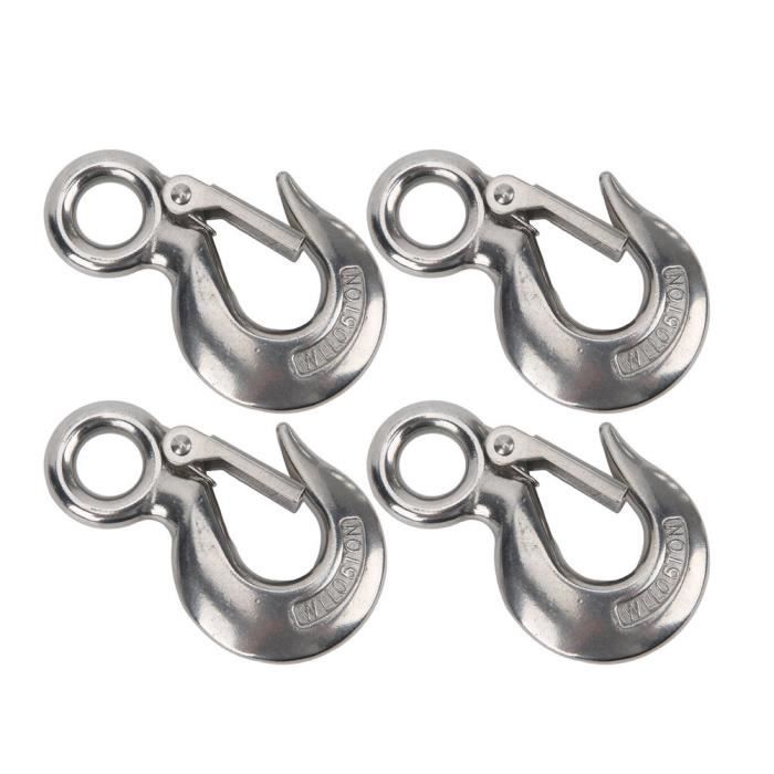 Crochet De Levage Pivotant En Acier Inox SS304 - Capacité 2000 Kg - Loquet De Sécurité - Rotation 360° Pour Remorque, Chantier, Manutention