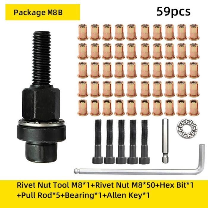 Oumefar Tête Pistolet Riveteuse Pneumatique M5 M6 M8 M10 - Hex Straight Shank M6
