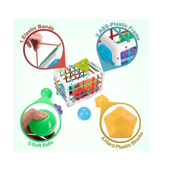 hahaland Boîte à mouchoirs pour bébé - Jouets en silicone pour bébé de 6 à 12 mois, jouet