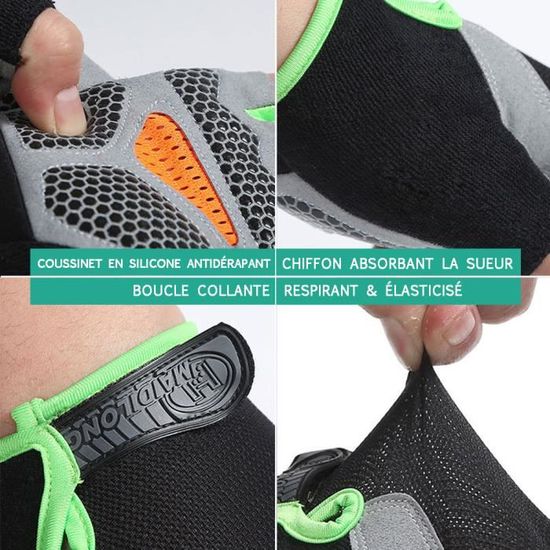 VJUYSW Gants De Cyclisme Demi-Doigts Tactiques - Gants Vélo VTT Moto Fitness Homme Femme, Taille L