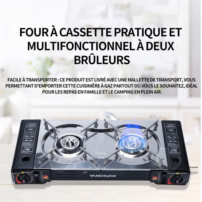 Réaud à Gaz De Camping Pliable 8000W Avec Allumage Piézo - Coupe-vent, Idéal Pour Rando Et Pique-nique