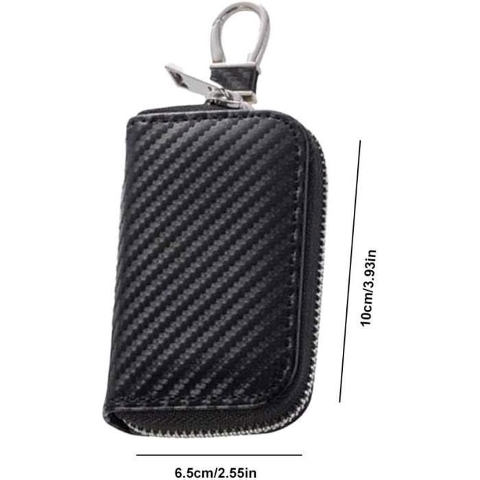 Étui Clé Voiture Anti-RFID - Cuir PU Carbone, Blocage Signal Keyless