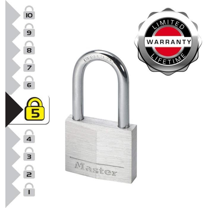 Master Lock 9130EURDCC Cadenas à Clé en Aluminium Massif