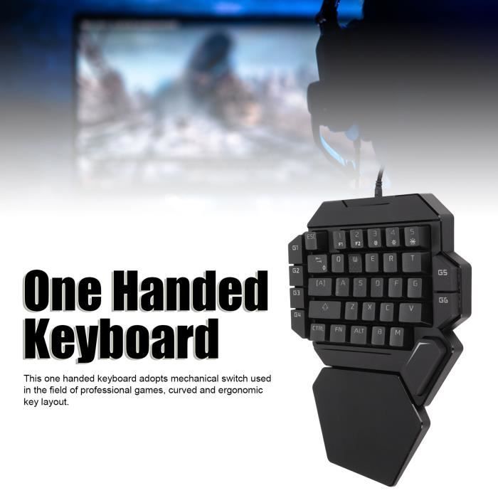 GOTOTOP Petit clavier de jeu Clavier à une main 35 touches Contrôle précis  et sensible 6 touches programmables Design ergonomique