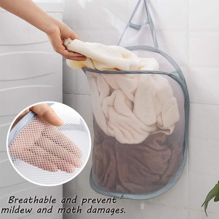 Panier à Linge Pliable Et Suspendu – Rangement Gain De Place Pour Linge Sale, Jouets, Serviettes (gris