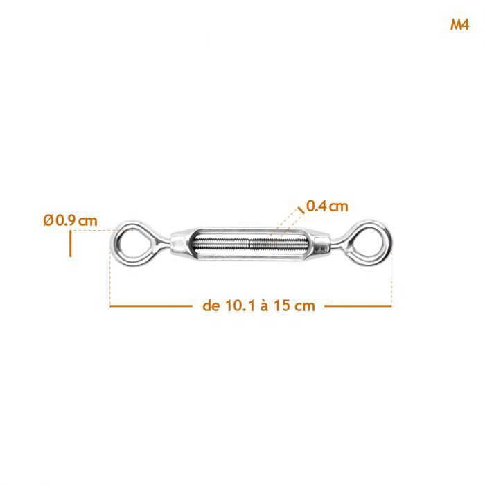 Lot de 10 tendeurs de câble INOX 316 diamètre 3/4/5 mm Fixation Bois Lot de 10 tendeurs de câble INOX 316 diamètre 3/4/5 mm Fixation Bois
