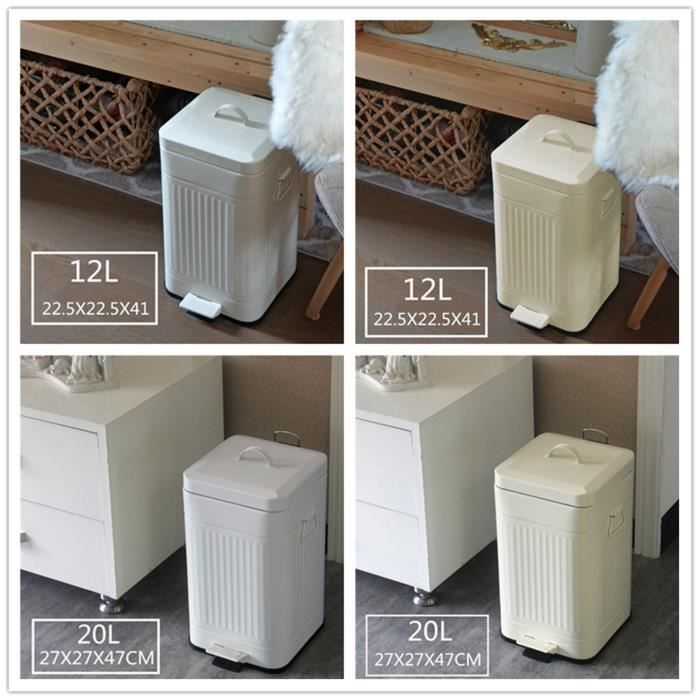 Poubelle De Cuisine 14L - Design Rétro Bois, 30x23 Cm, Pour Bureau, Salle De Bain Ou Sous L'évier