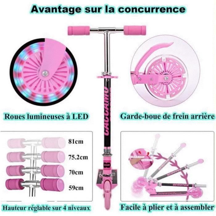 TENBOOM Trottinette pour Enfants de 3 à 12 Ans - Trottinettes pour Enfants avec Roues Lumineuses LED