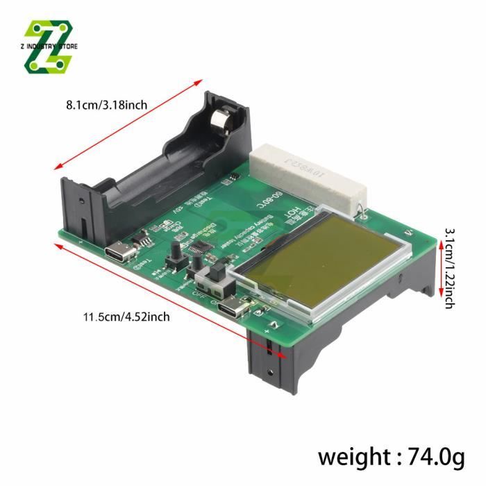 18650 Module de capacité de batterie au lithium Mesure Testeur de  résistance interne LCD Affichage numérique Ca