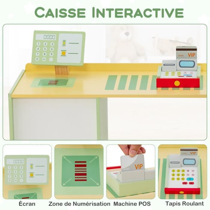COSTWAY Kids Wooden Grocery Store with 15 Accessories & Vending Machine, Kids Merchant with Realistic Cash Register & Blackboard, Imitation Game for COSTWAY Kids Wooden Grocery Store with 15 Accessories & Vending Machine, Kids Merchant with Realistic Cash Register & Blackboard, Imitation Game for
