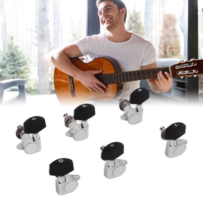 Jeu De Mécaniques Guitare 3R3L - Mécaniques Fermées Argent - Perçage 10 Mm, Ratio 15:1