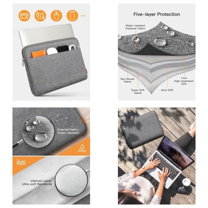 Inateck Housse 13-13,3 Pouces Ordinateur Portable pour MacBook Air Pro 2022  M2 2021 2020 M1 - 2018, 12.3'' Surface Pro 9/8/X/7/6/5 - Cdiscount  Informatique