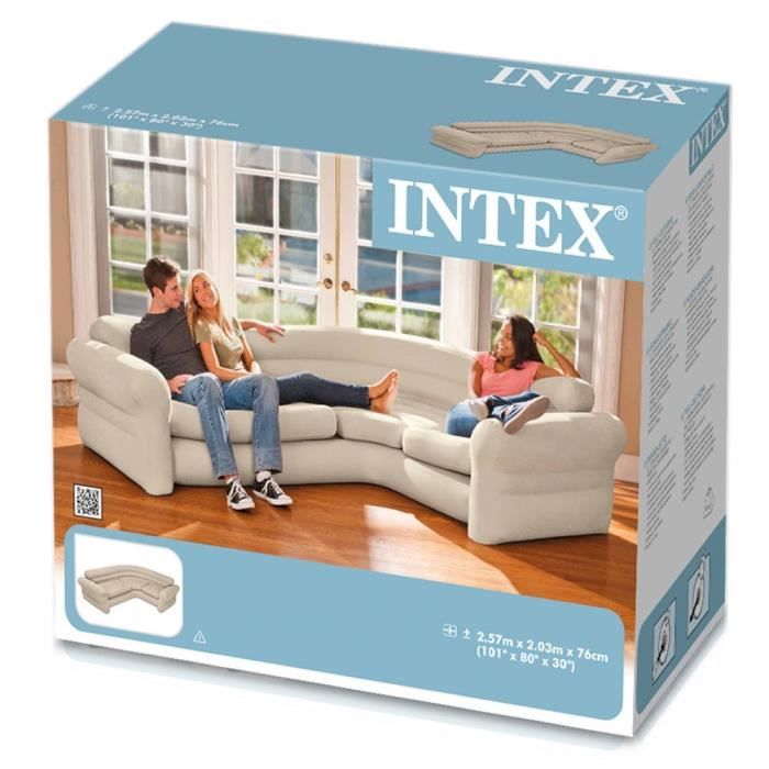 Canapé d'angle gonflable - INTEX - Gris - 257cm x 203cm x 76cm - 5