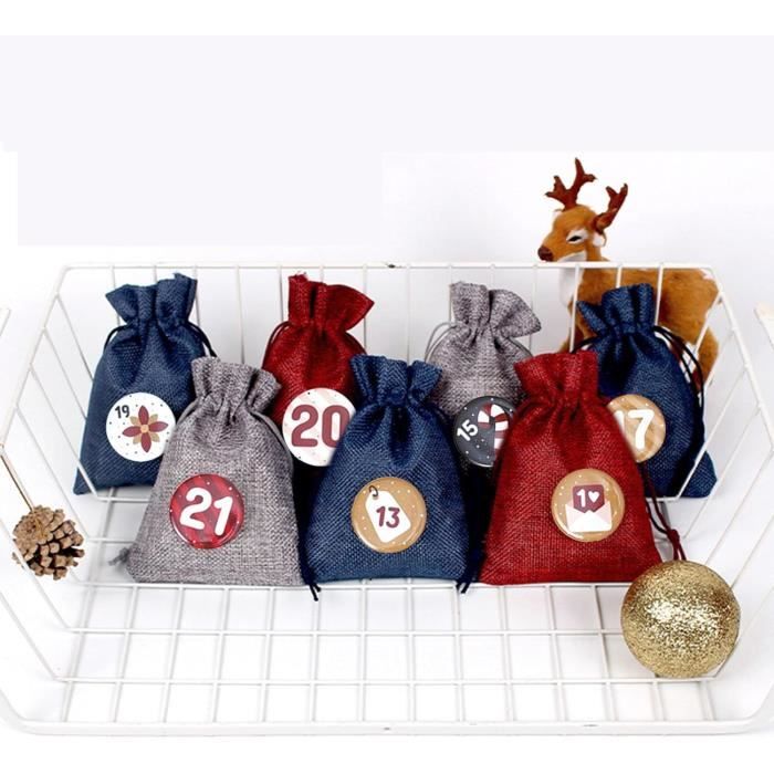 DAHI Lot De 2 Chiffres De Calendrier De L'Avent En Bois De 1 à 24