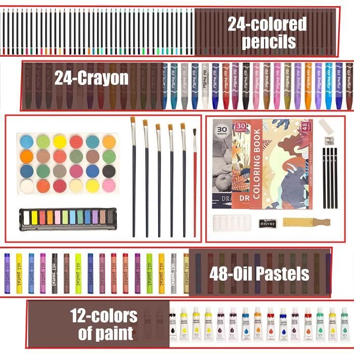 Mallette crayons coloriage coffret dessin 81 pièces au meilleur prix