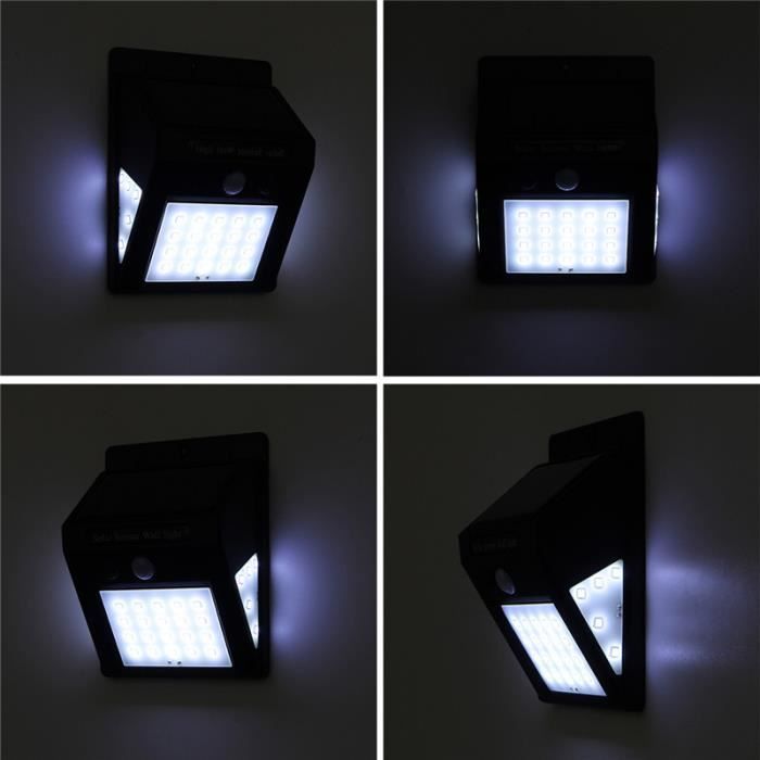 Lot de 2) Eclairage LED Solaire à Détection de mouvement Mural Noir 30lm et  160 lm 