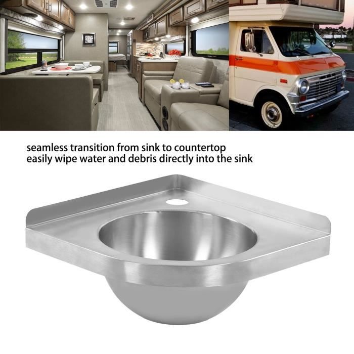 VBESTLIFE Évier de camping-car Évier de lavabo d'angle finition brossée  cuisine salle de bain évier de lavabo pour bateau RV - Cdiscount Bricolage