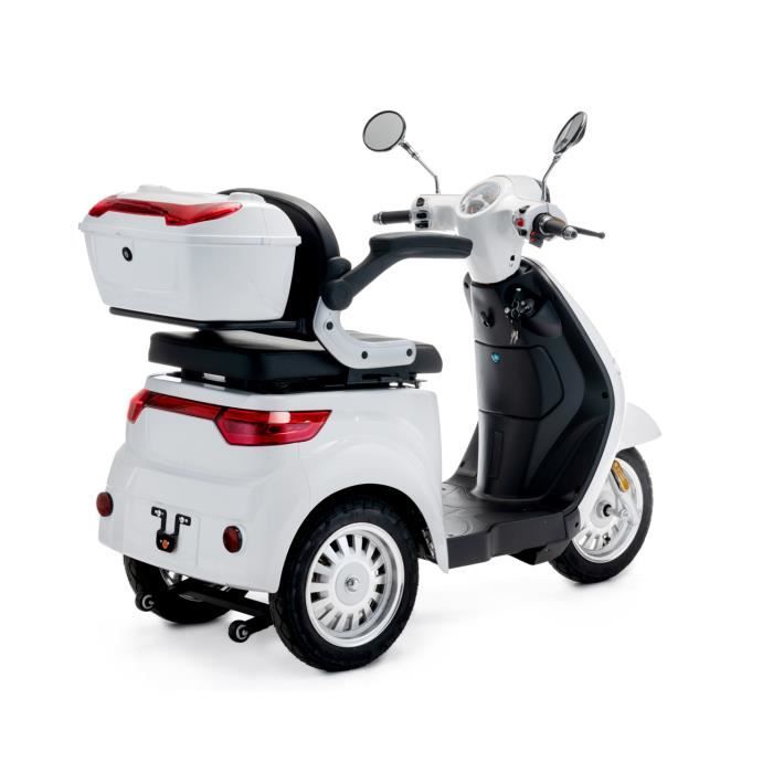 Scooter électrique 3 Roues Rétro VELECO ZT63 Blanc - 650W Pour Adultes Et Seniors, Autonomie 40-50 Km