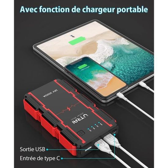 Booster Batterie Voiture YaberAuto 5000A Avec Compresseur 150PSI - 21800mAh - USB, LED, Lampe Urgence Démarreur Voiture Portable