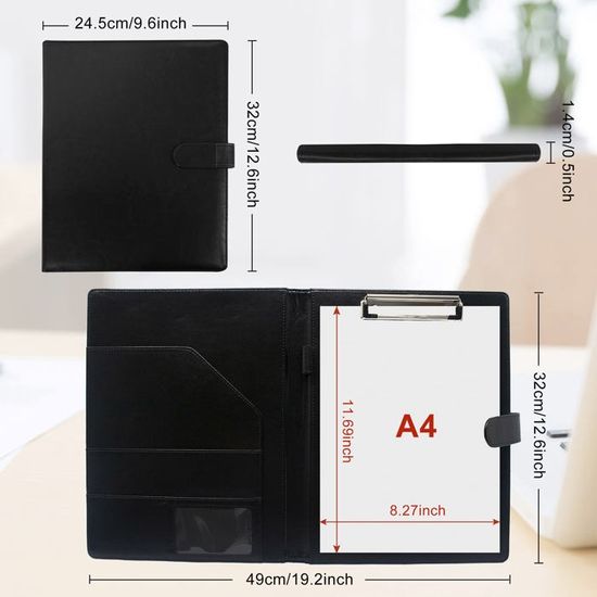 Lot De 2 Porte-Documents Magnétiques A4 Noir – Range-Papiers Aimanté Pour Tableau, Casier, Bureau Organisé