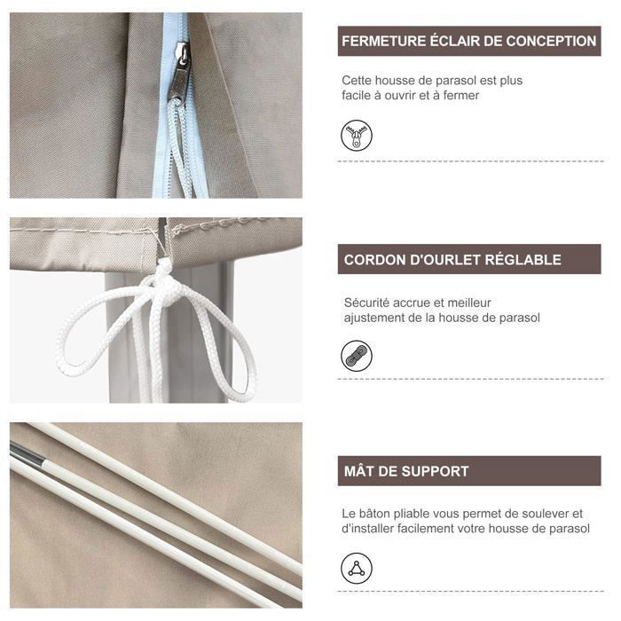ACAZA Parasol Déporté Inclinable 250x250 cm - Parasol Déporté Fort - Wit Cassé