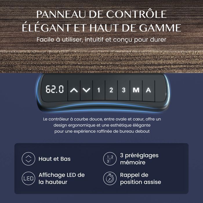 FlexiSpot Bureau Assis Debout avec 2 Moteurs,Plateau Une Pièce 120×60, 100kg Charge,Fonctions Mémoires et Anti-Collusion,Blanc+Maple - Maison