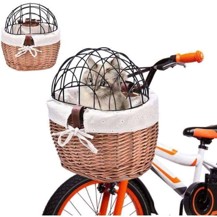 Panier de vélo, Panier de vélo de Guidon Avant en Osier avec Filet de  Protection pour Petit Animal Chat Porte-Chien Panier - Cdiscount Sport