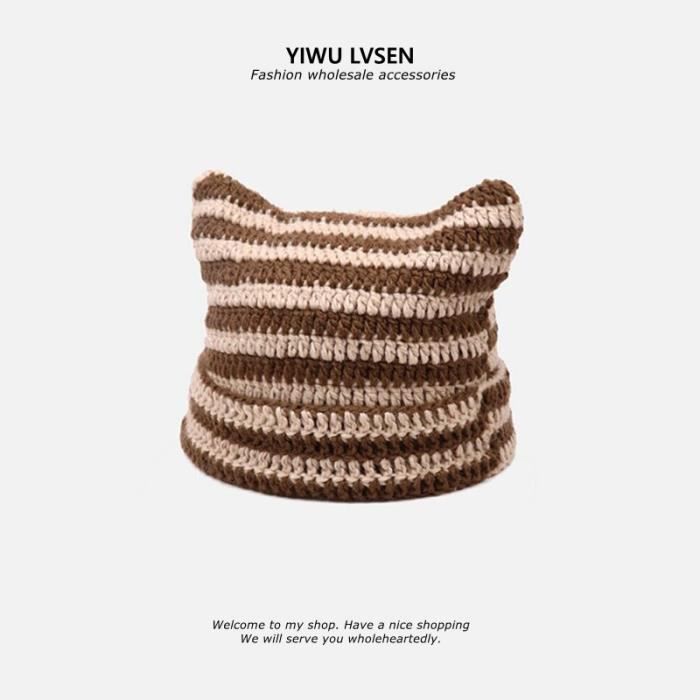 Bonnet Chat Crochet Pour Femmes - Accessoires Grunge Vintage