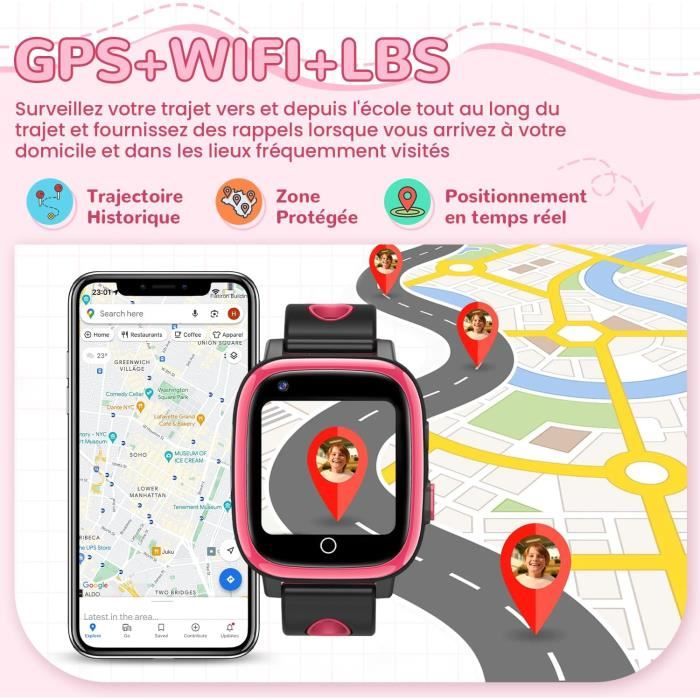 Montre Connectée Enfants 4G, Montre Telephone Enfant Avec Gps Appels Vidéo Message Wifi