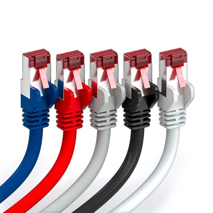 DeleyCON Lot De 5 Câbles Patch CAT8.1 0,25m - Câble Réseau S/FTP 40Gbit 2000MHz Noir