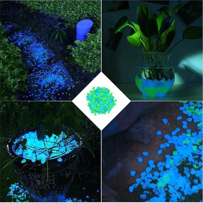 20 pièces/sac brillent dans la nuit jardin galets pelouse jardin pierre Aquarium lueur pierre