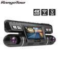 Caméra 170 Degrés Dash Cam 4K WiFi GPS Range Tour + Carte 128G - Double Lentille, Full HD 2X1080P, Voiture DVR, camion, taxi, sprint-0