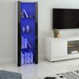 Vitrine LED PANANA 55x35x166cm - Noir - 3 Étagères Verre - Meuble Rangement Déco Salon/Bureau