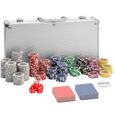 TECTAKE Coffret Malette Set de Poker 300 Jetons + 2 Jeux de 54 Cartes en Aluminium - Argent-0