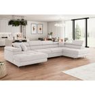 MEUBLESLINE Canapé d'angle convertible ANNIO en U Beige avec têtières réglables