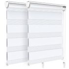 VOUNOT® Lot de 2 Stores enrouleurs jour/nuit zébrés - 80 x 150 cm - Blanc - Sans perçage ou avec