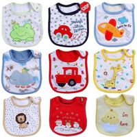 Vicloon 10 Bavoirs Bébé Coton Éponge Imperméable – Bandana Unisexe 0-3 Ans Avec Imprimés Mignons