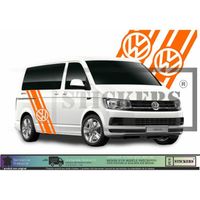 Volkswagen Transporter T4 T5 T6 Bandes latérales Logo - ORANGE - Kit Complet  - Tuning Sticker Autocollant Graphic Decals