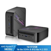 Mini PC Blackview MP100 AMD Ryzen™ 7 5825U 4.5GHz Max 16 Go 512 Go-SSD 2To, Windows 11 Pro, Wifi 6, 4K UHD Display NETFLIX - Gris