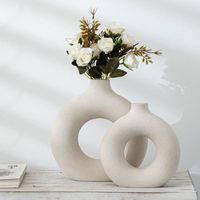 Dioche Vase nordique en forme d'anneau Vase en forme d'anneau nordique Vases décoratifs modernes luminaire kit Petit [riz blanc]