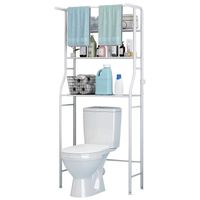 Meuble WC ou machine à laver Étagère de salle de bains 3 étagères Avec Porte Serviettes 68x163x25cm(LxHxP) Blanc