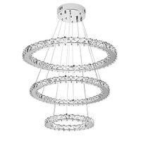 NAIZY Lampe Suspendue LED Blanc Froid Plafonnier 72W Lampe à Suspendre Créativ Design en Cristal Trois Anneaux , pour Salon Couloir
