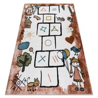 Tapis FUN Hop pour enfants, la marelle, animaux rose - 120x170 cm