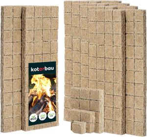 CHEMINÉE D'ALLUMAGE BARBECUE Cubes Allume feu cheminée en laine de bois - 400 pièces - pour un allumage rapide dans la cheminée, le gril - KOTARBAU®