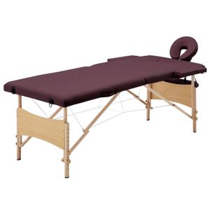 TABLE DE MASSAGE - TABLE DE SOIN Table de massage pliable 2 zones bois violet vin