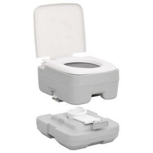 WC - TOILETTES Drfeify Toilette de camping portable gris et blanc 10+10 L PEHD HB013