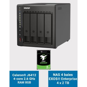 SERVEUR STOCKAGE - NAS  QNAP TS-453E 8GB Serveur NAS 4 baies EXOS Enterpri