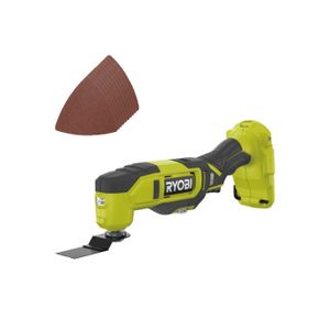 OUTIL MULTIFONCTIONS Pack RYOBI - Multitool RMT18-0 - 18V One+ - 11 accessoires - Sans batterie ni chargeur - Kit 10 triangles abrasifs RAK10MT
