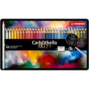 CRAYON DE COULEUR Crayon de couleur - STABILO CarbOthello - Boîte métal de 60 crayons pastel fusain + 1 taille crayon - Coloris assortis107